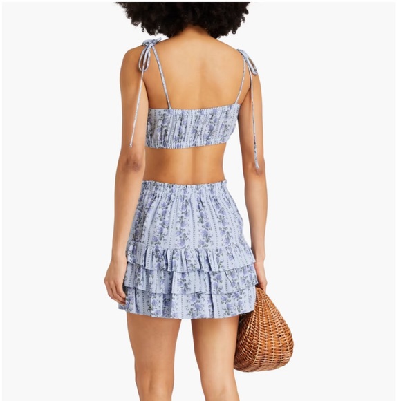 LoveShackFancy Floral Blue Ruffle Top XS NWT - Picture 2 of 6